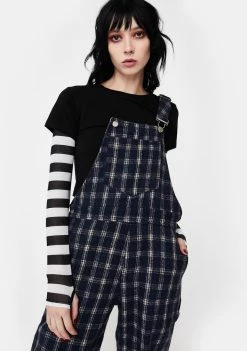 Daisy Street Blue Plaid Overalls
