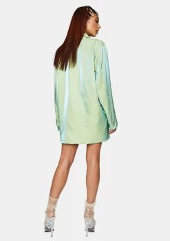 Daisy Street Outerwear Iridescent Green Relaxed Tailored Blazer