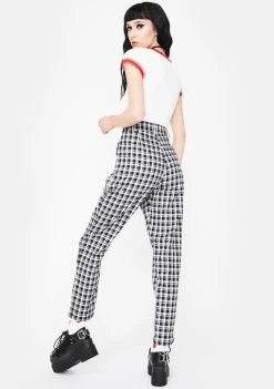 Daisy Street Bottoms Black White Check Tapered Pants