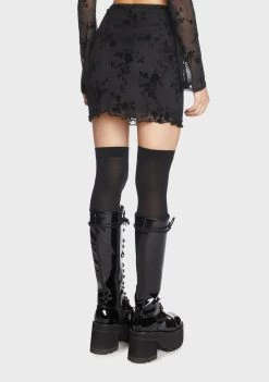 Daisy Street Bottoms Flocked Mesh Mini Skirt