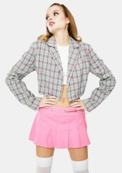 Daisy Street Multi Cropped Check Blazer
