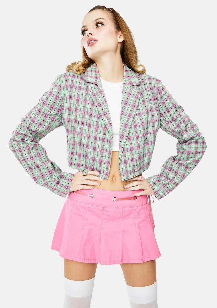 Daisy Street Multi Cropped Check Blazer