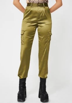 Daisy Street Green Satin Utility Trousers