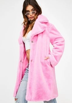 Daisy Street Pink Faux Fur Peacoat