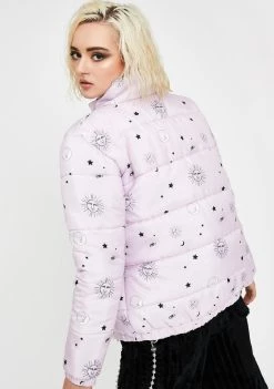 Daisy Street Tarot Print Puffer Jacket