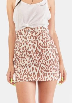 Daisy Street Bottoms Straight Leopard Mini Skirt