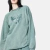 Daisy Street Zara Washed Green Butterfly Sweatshirt