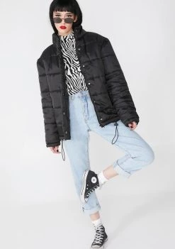Daisy Street Solid Puffer Jacket