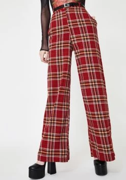 Daisy Street Check Flare Pants Bottoms