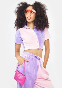 Daisy Street Velour Split Mini Shirt Tops