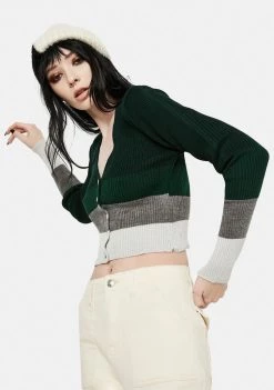 Daisy Street 90s Stripe Colorblock Cardigan Tops