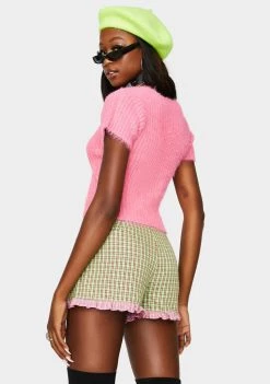 Daisy Street Checkered Frill Shorts Bottoms