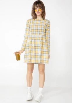 Daisy Street Sunny Plaid Check Print Smock Dress