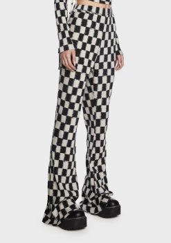 Daisy Street Checkered Flared Trousers Flares