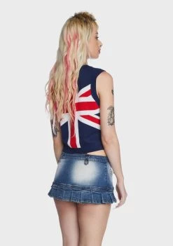 Daisy Street Union Jack Sweater Vest Sweater Vests