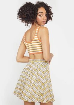 Daisy Street Yellow Plaid Emily Skirt Bottoms
