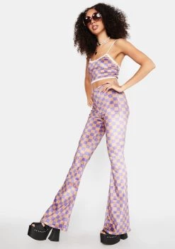 Daisy Street Checkerboard Fit And Flare Pants Bottoms