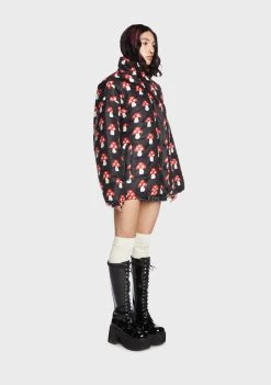 Daisy Street Mushroom Print Puffer Jacket