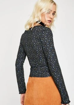 Daisy Street Wrap Front Floral Long Sleeve Top