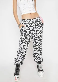 Daisy Street Megan Cow Print Joggers Bottoms
