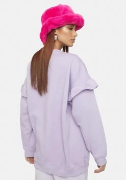 Daisy Street Tops Jen Ruffle Crewneck Sweatshirt