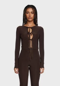 Daisy Street Jerseys Slinky Tie Front Shirt