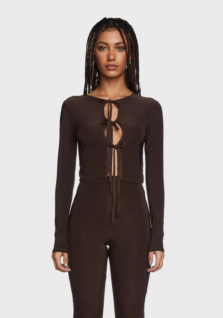 Daisy Street Jerseys Slinky Tie Front Shirt