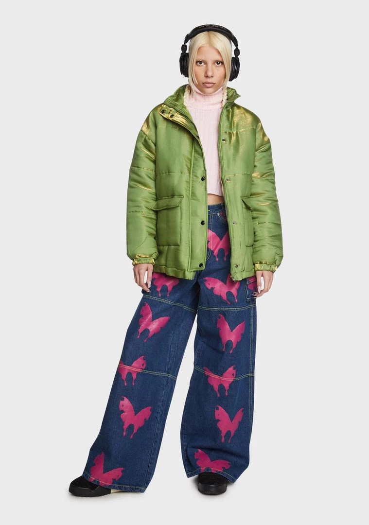 Daisy Street Shimmer Puffer Jacket