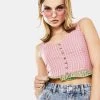 Daisy Street Checkered Button Front Crop Top