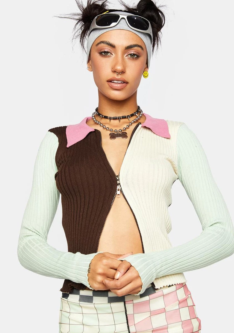 Daisy Street Color Block Knit Sweater Tops