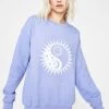 Daisy Street Tops Yin Yang Sun Print Oversized Sweatshirt