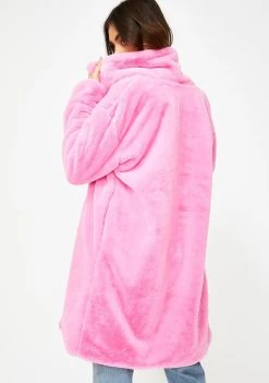Daisy Street Pink Faux Fur Peacoat