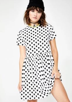 Daisy Street Heart Print Smock Dress