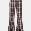 Daisy Street Bottoms Brown Split Plaid Trousers