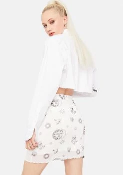Daisy Street Sun And Stars Mesh Mini Skirt