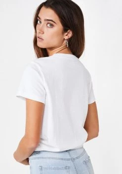 Daisy Street Tops Hostile Hotline Rhinestone Tee