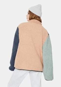 Daisy Street Outerwear Sherpa Color Block Jacket