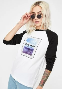 Daisy Street Tops Run Away Graphic Raglan Top