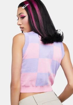 Daisy Street Crochet Flower Crop Knit Vest