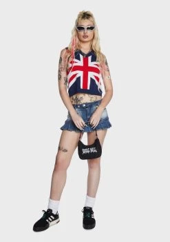 Daisy Street Union Jack Sweater Vest Sweater Vests