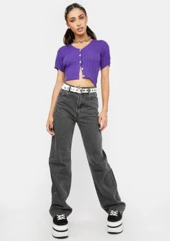 Daisy Street Purple 90s Short Sleeve Cardigan