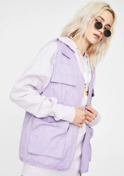 Daisy Street Outerwear Purple Utility Style Gilet Vest