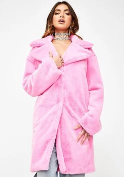 Daisy Street Pink Faux Fur Peacoat