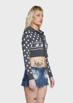 Daisy Street Knit Cardigans Polka Dot Yin Yang Cardigan