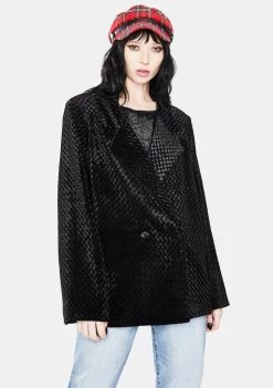 Daisy Street Velvet Boyfriend Blazer Outerwear