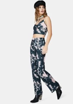 Daisy Street Bottoms Black And Pink Tie Dye Trousers