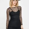 Daisy Street Long Sleeve Mesh Polka Dot Dress Dresses