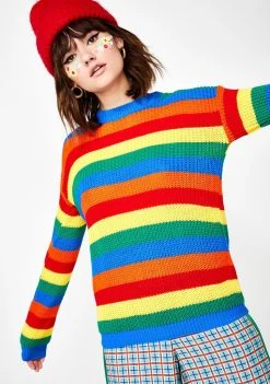 Daisy Street Rainbow Stripe Jumper Tops