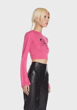 Daisy Street Howdy Rhinestone Crop Top Long Sleeves