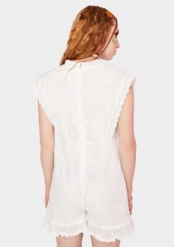 Daisy Street White Lace Button Down Playsuit Jumpsuits & Rompers